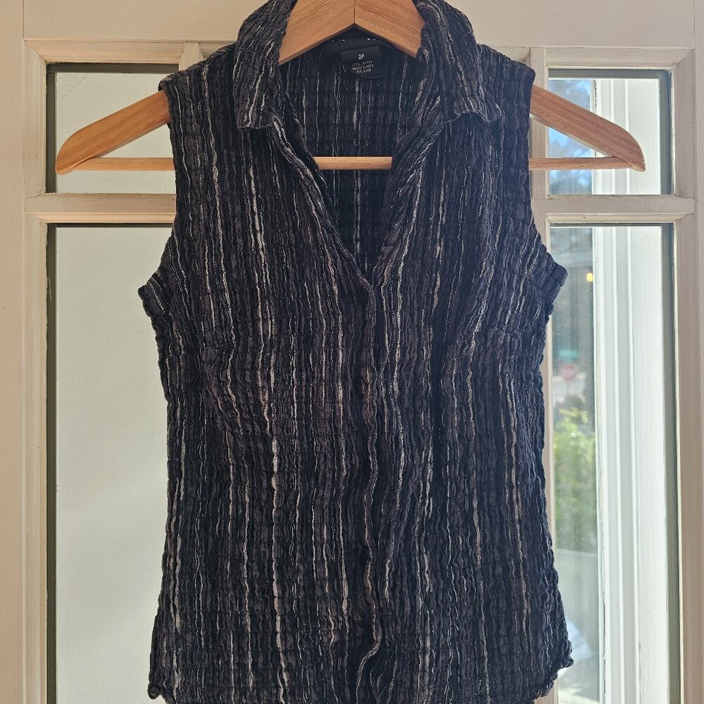 90s Ruched Button Down Vest Petite